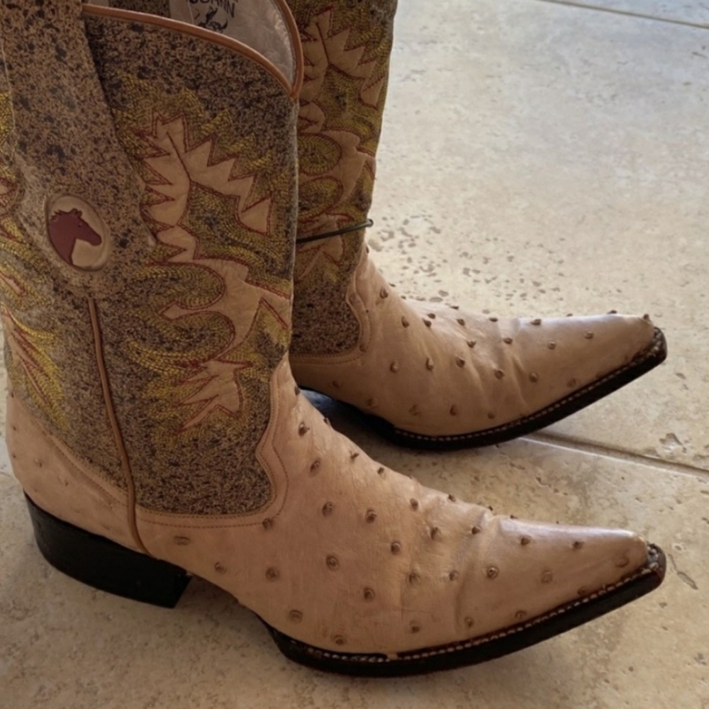 Women’s John Whaynee ostrich and leather boots
